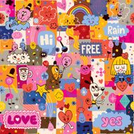 hand drawn sketchy fun cartoon collage pattern N2