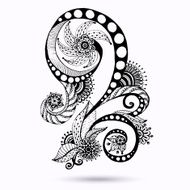 Henna Paisley Mehndi Doodles Design Element N17