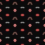 Lips and Mustaches Vector Seamless Pattern N2