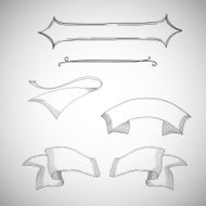 Vintage ribbons decorative design element hand-drawn sketch N2