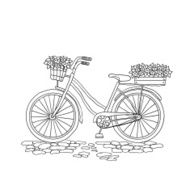 Bicycle with a basket of flowers N2