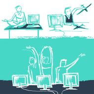 Funny office life Sketch style