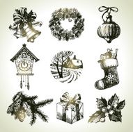 Hand Drawn Christmas Set N27