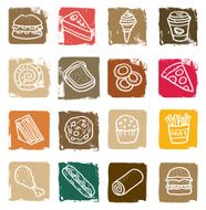Doodle food icon block set N2