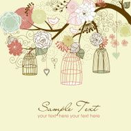 Floral and Birdcage Illustration N2