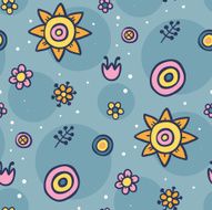blue seamless pattern with flowers