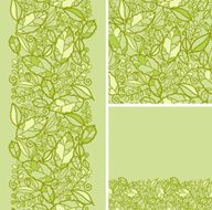 Green leaves texture seamless patterns set