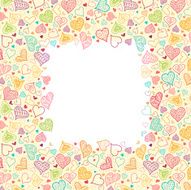 Doodle Hearts Frame Background