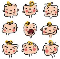 cartoon boy face set N2