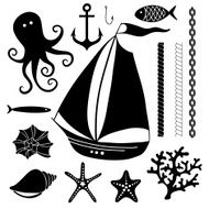 Silhouette Sea - Hand drawn set of sea symbols N3