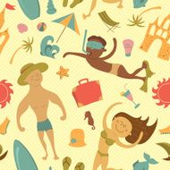 Cartoon beach seamless pattern N2