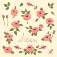 Set of vintage roses for design N2