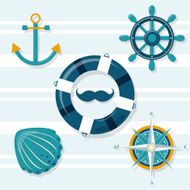 Set of 9 nautical illustrations