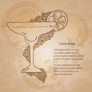 Wine Glass With The Doodle Circular Pattern Grunge Background N11
