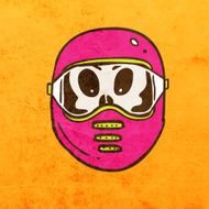 Biker Helmet with Skull on Grunge Background