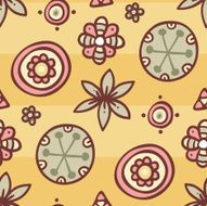 beautiful yellow background with flowers and abstract elements