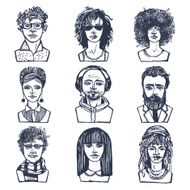 Sketch people portraits set
