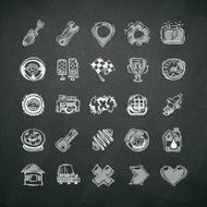 Icons Set of Car Symbols on Blackboard