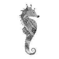 Zentangle stylized black Sea Horse Hand Drawn vector illustrati