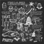 Halloween hand drawn doodles icon set