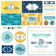 Vector of nautical-themed decoration designs