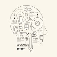 Flat linear Infographic Education Outline Pencil Head Concept