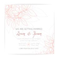 Wedding invitation with pink leaves