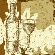 wine bottle and glass sketch
