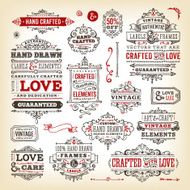 Hand Drawn Vintage Label Set N6