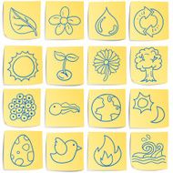 Doodle memo icon set - Nature element