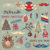 Vintage style hand-drawn New Year illustration N5