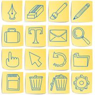 Doodle memo icon set - tools