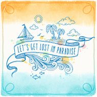 Summer Watercolor Drawing Background N2