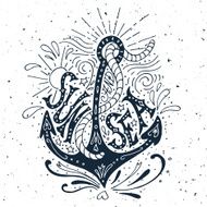 Hand drawn vintage label with an anchor N2