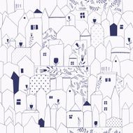Seamless pattern Figure cities in vintage style N2