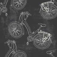 Ladies bike seamless vector pattern on grunge chalkboard background