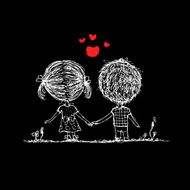Couple in love together valentine sketch for your design N10