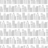 Seamless pattern of line skyscrapers Black and white N8