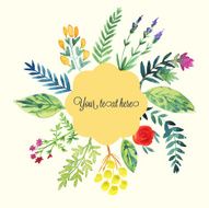 Watercolor floral frame