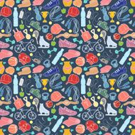 Sport and fitness seamless doodle pattern N9