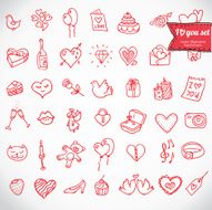 doodle icon set isolated N6