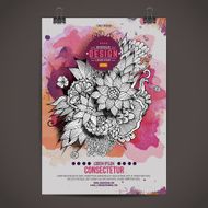 Vector watercolor paint floral poster N5