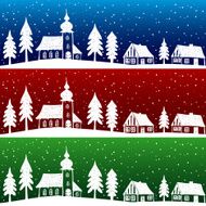 Christmas village with church seamless pattern N3