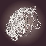 Vintage Card Decorative Horse with Patterned Mane N4