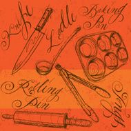 Kitchen utensils with calligraphy
