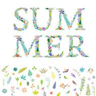 Summer word with floral elements