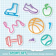 hand drawn sport stickers vector eps 10 N2