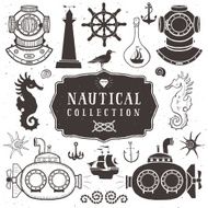 Vintage hand drawn elements in nautical style Vol 2