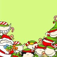 Christmas background with Santa Claus and elves N2