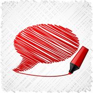 Scribbled red speech shape